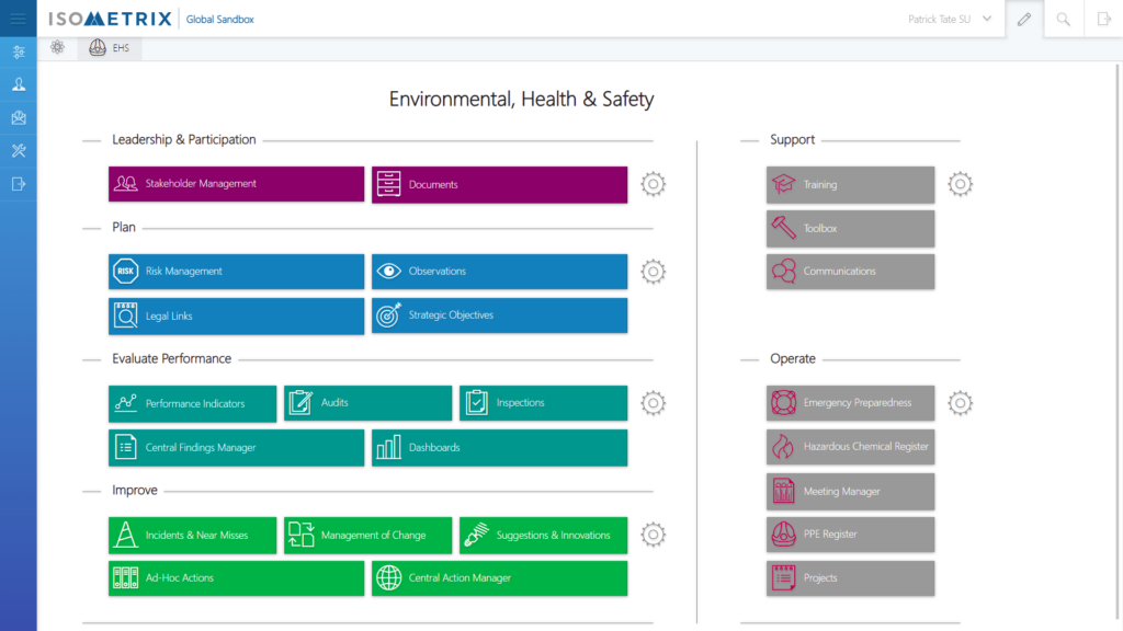 A screenshot of our EHS software's dashboard